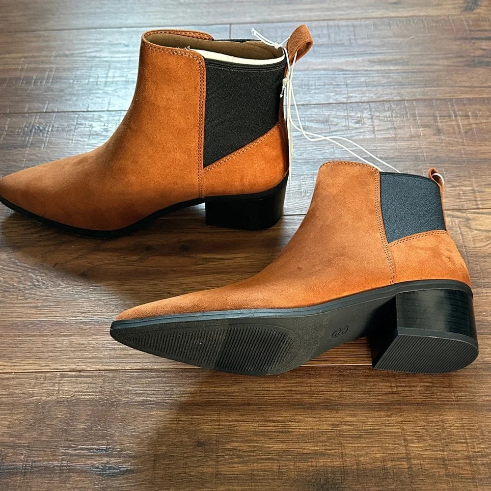A New Day Gwen Ankle Boots Shoes Brown Cognac Size 6.5 NWT